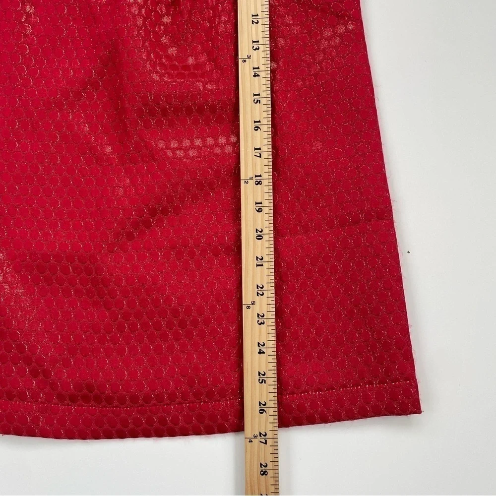 GAP Kids Red Gold Metallic Pleated Dress in Jacquard Polka Dots Size Medium